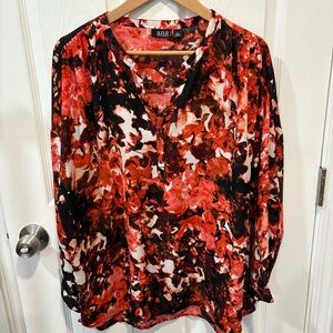a.n.a Women's Vibrant Red and Black Blouse